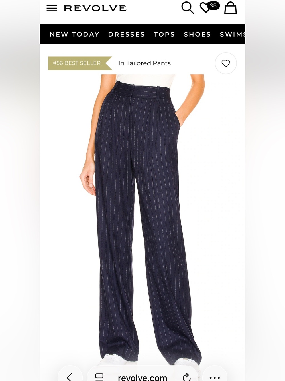 Favorite Daughter Navy Pinstripe High-Rise Wide-Leg Pants
